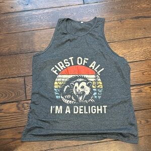 Gray Tank Top with Graphic Print